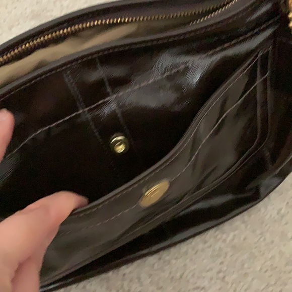 NWT COACH Factory Dark Brown Patent Leather Hobo Shoulder Bag - Picture 8 of 13